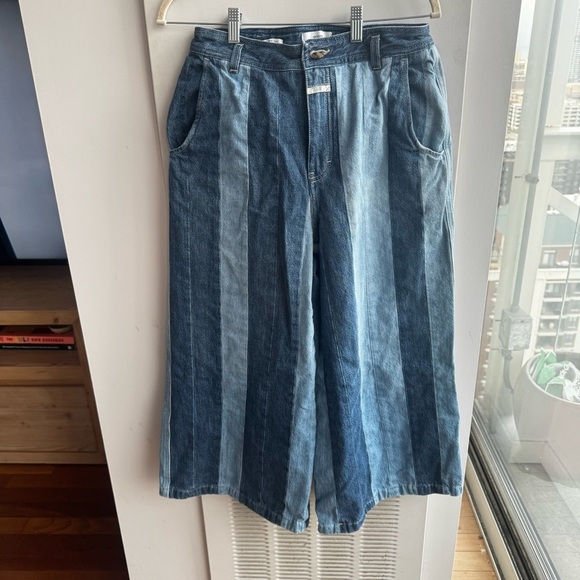 CLOSED two tone striped wide leg cropped jeans - Picture 3 of 10